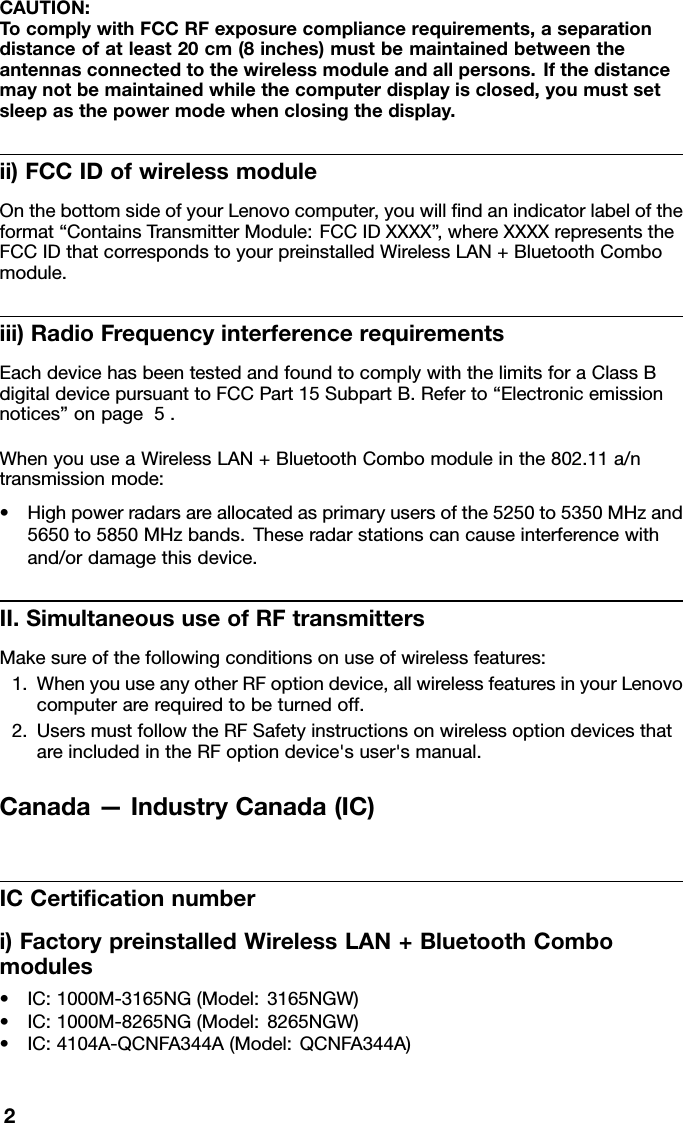 Page 2 of 8 - Lenovo V510-14-15Ikb Rn Us-Ca User Manual Regulatory Notice (US-CA) - V510-14IKB, V510-15IKB Laptop (Lenovo) Type 80WQ