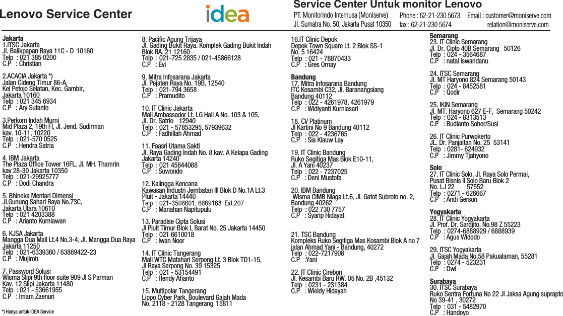 Page 6 of 7 - Lenovo Warranty Card For Indonesia V1.0 110 200 20130626 148510873 110_200_20130426 User Manual Information S6000 Tablet (S6000-F, S6000-H) - Type Z0A7