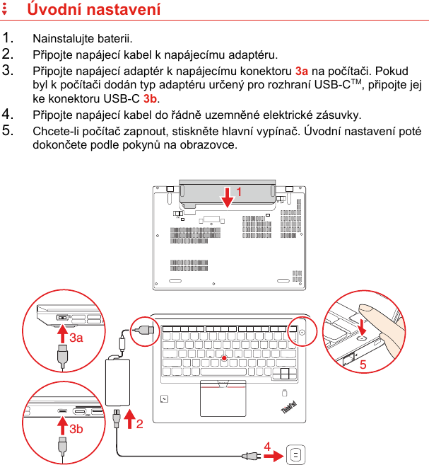 Page 3 of 10 - Lenovo X270 Swsg Cs User Manual (Czech) Safety, Warranty And Setup Guide - Think Pad (Type 20HN, 20HM) Laptop (Think Pad) Type 20HM