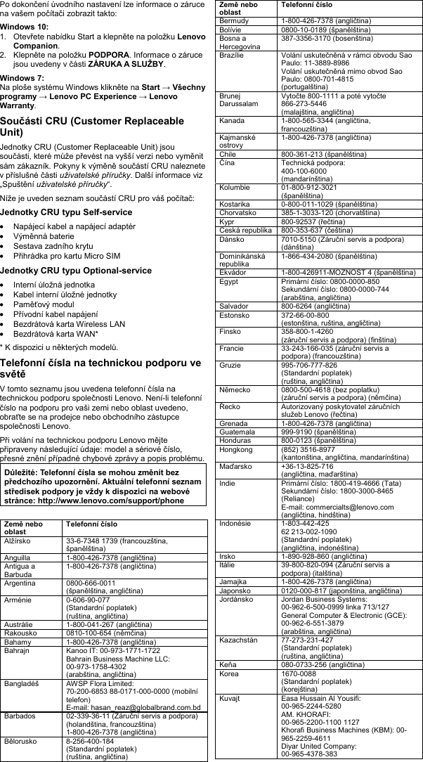 Page 7 of 10 - Lenovo X270 Swsg Cs User Manual (Czech) Safety, Warranty And Setup Guide - Think Pad (Type 20HN, 20HM) Laptop (Think Pad) Type 20HM