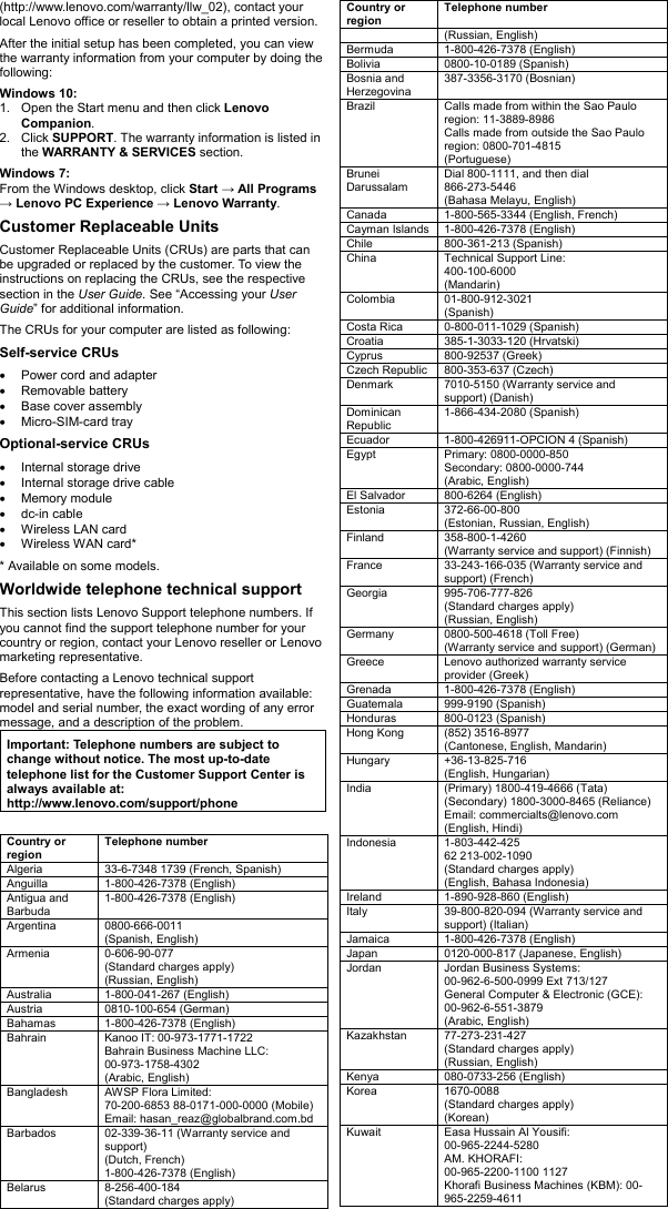 Page 7 of 10 - Lenovo X270 Swsg En - X270_swsg_en_SP40P05746x User Manual (English) Safety, Warranty And Setup Guide Think Pad (Type 20HN, 20HM) Laptop (Think Pad) Type 20HM