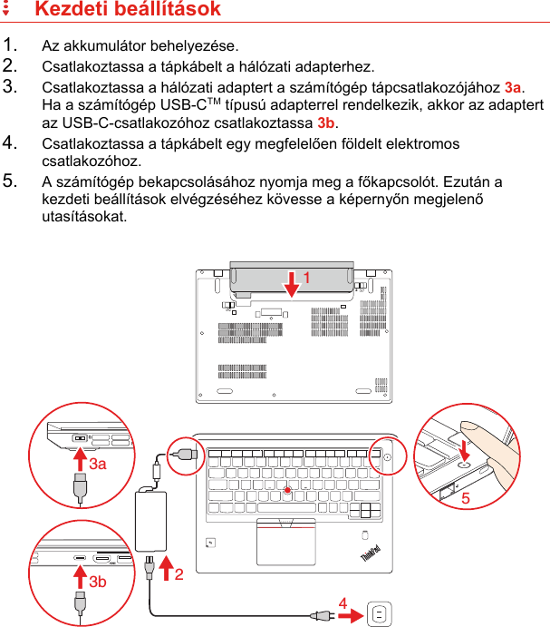 Page 3 of 12 - Lenovo X270 Swsg Hu User Manual (Hungarian) Safety, Warranty And Setup Guide - Think Pad (Type 20HN, 20HM) Laptop (Think Pad) Type 20HM