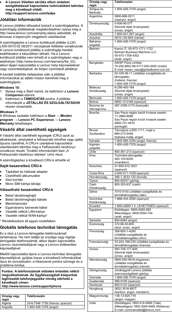 Page 7 of 12 - Lenovo X270 Swsg Hu User Manual (Hungarian) Safety, Warranty And Setup Guide - Think Pad (Type 20HN, 20HM) Laptop (Think Pad) Type 20HM