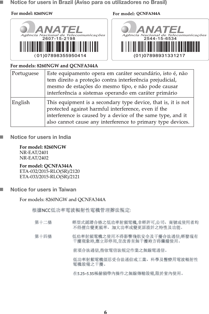 Page 7 of 11 - Lenovo Yoga910-13Ikb 13Ikbglass Web Rn Non Eu 201609 Yoga 910-13IKB Non-EU User Manual Regulatory Notice (Non-European) - 910-13IKB, Glass Laptop (ideapad)