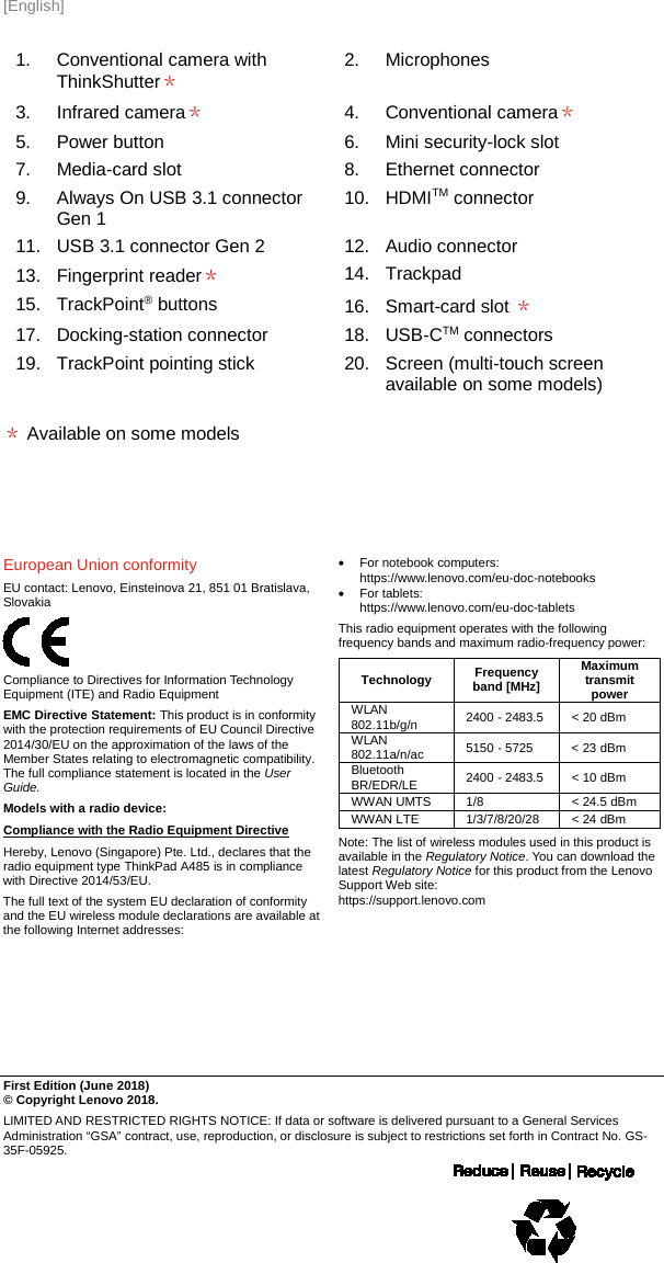 Page 4 of 4 - Lenovo ThinkPad A485 Setup Guide (English) - Think Pad (Type 20MU, 20MV) Laptop (Think Pad) Sg En