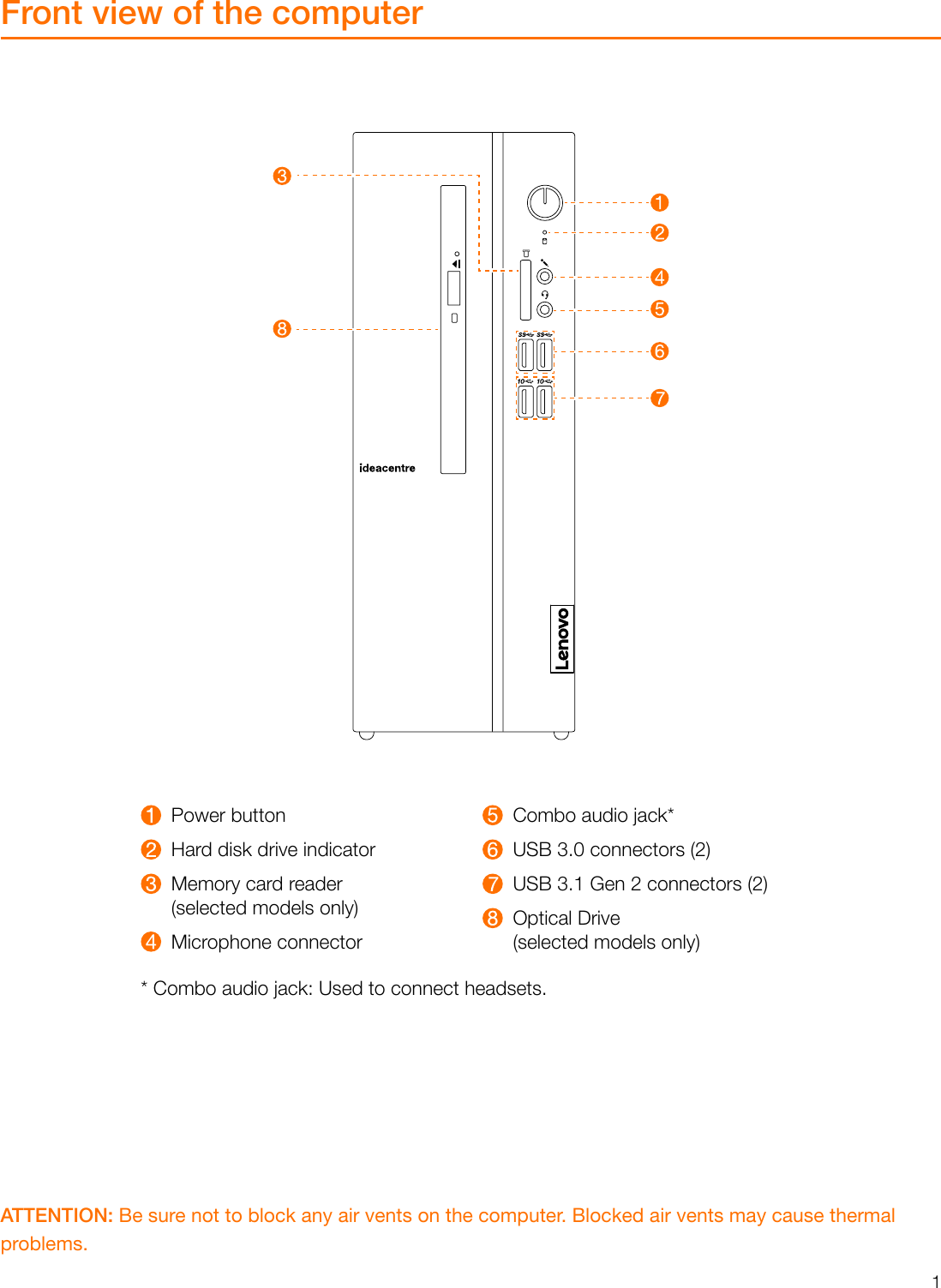 Page 2 of 11 - Lenovo  User Guide 510S-07ICB Desktop (ideacentre) - Type 90K8 Ideacentre Ug V1.0 En 20180724