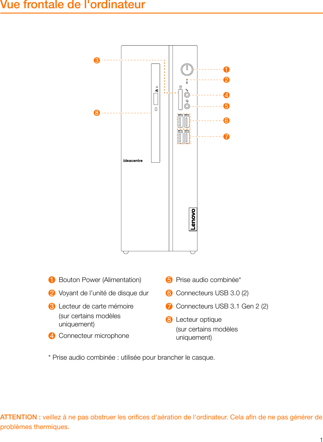 Page 2 of 11 - Lenovo  Guide D'utilisation 510S-07ICB Desktop (ideacentre) - Type 90K8 Ideacentre Ug V1.0 Fr 20180724