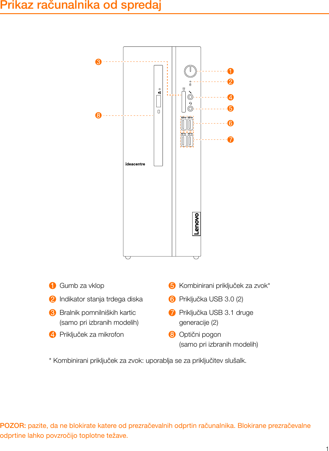 Page 2 of 11 - Lenovo  Vodič Za Uporabnika 510S-07ICB Desktop (ideacentre) - Type 90K8 Ideacentre Ug V1.0 Sl 20180724