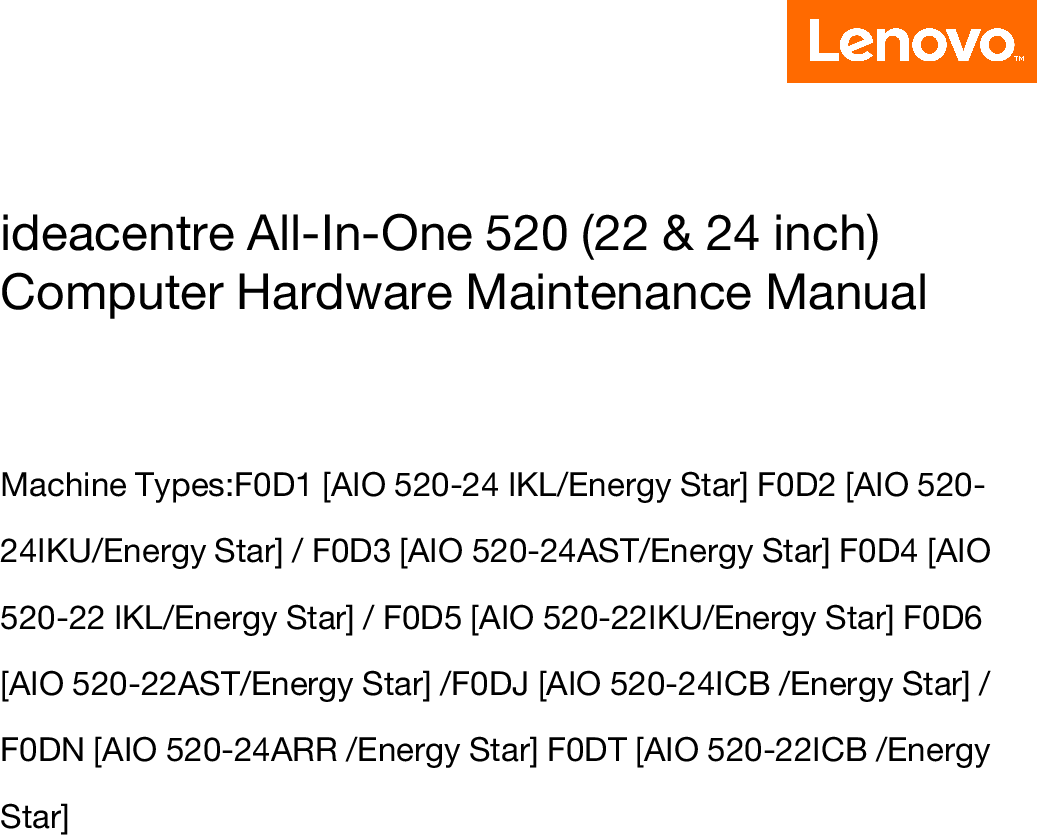 Lenovo Ideacentre All In One 520 (22 & 24 Inch) Computer Hardware ...