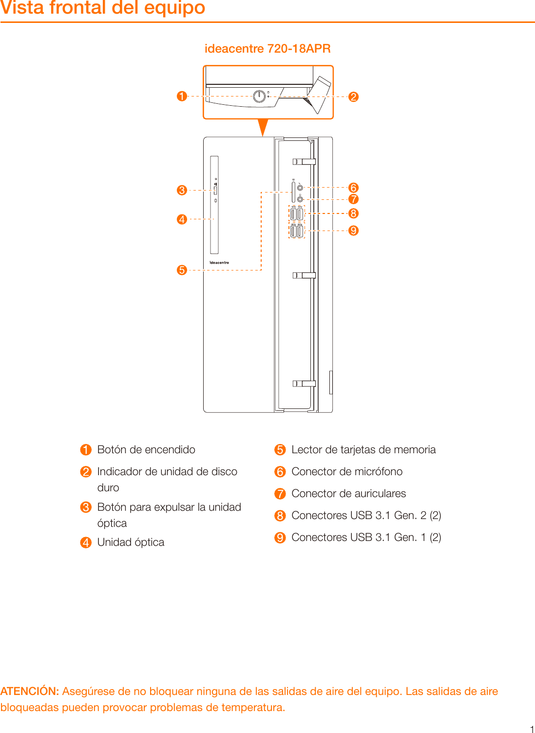 Page 2 of 11 - Lenovo  Guía Del Usuario 720-18ICB Desktop (ideacentre) - Type 90HT Ideacentre 720 Ug V1.0 Es 20180523