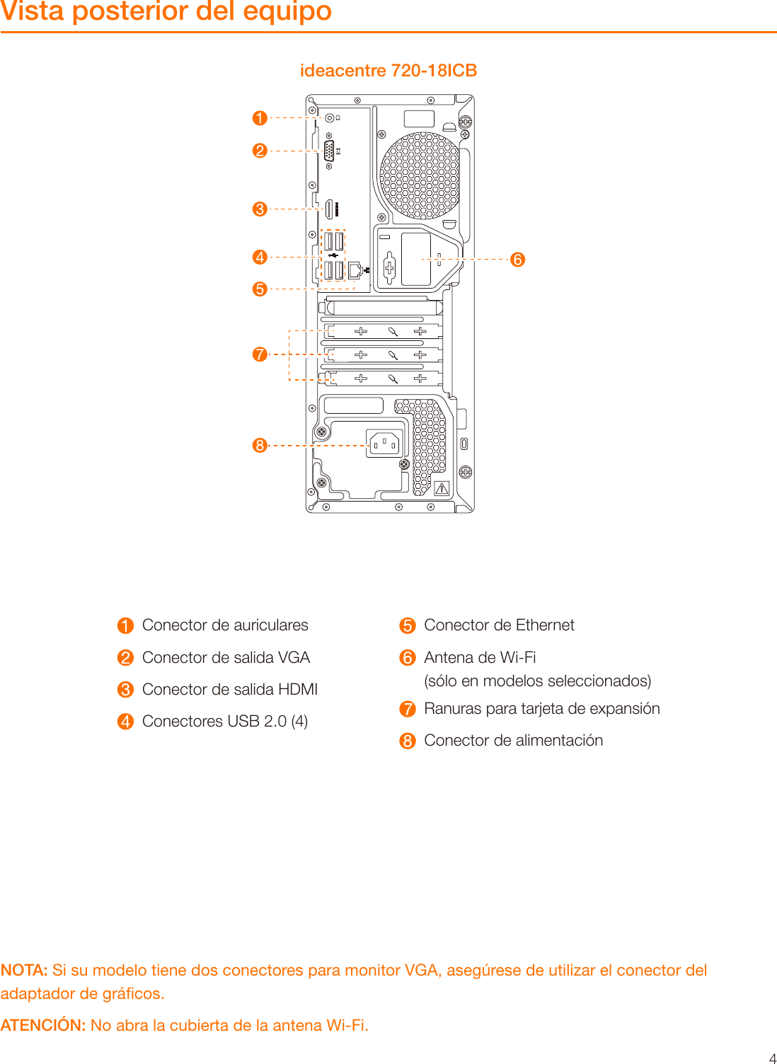 Page 5 of 11 - Lenovo  Guía Del Usuario 720-18ICB Desktop (ideacentre) - Type 90HT Ideacentre 720 Ug V1.0 Es 20180523