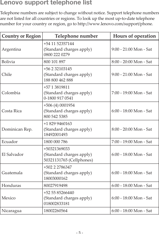 Page 5 of 6 - Lenovo Legion Y7000P SG-01 Setup Guide Laptop - Type 81HC Legiony7000p Y7000p-1060 Sg 201808