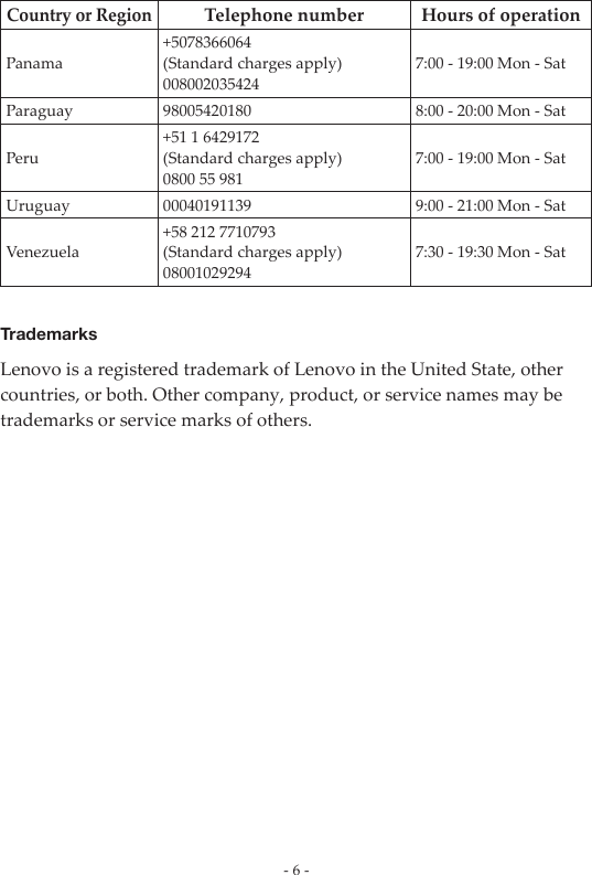 Page 6 of 6 - Lenovo Legion Y7000P SG-01 Setup Guide Laptop - Type 81HC Legiony7000p Y7000p-1060 Sg 201808