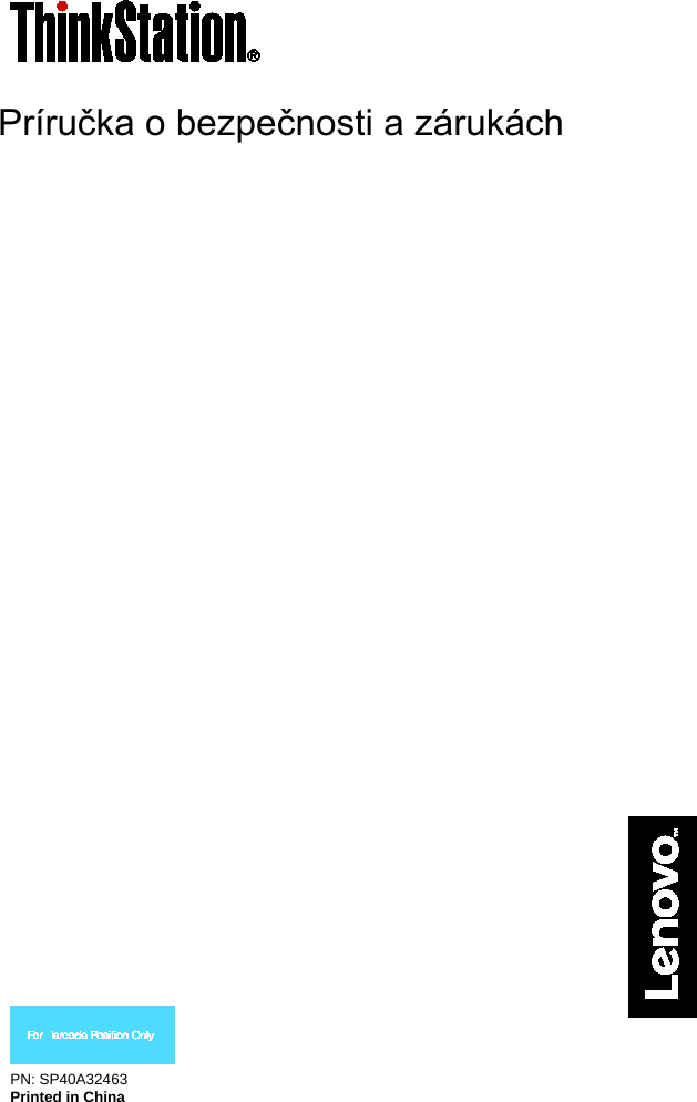 Page 1 of 8 - Lenovo  (Slovak) Safety And Warranty Guide - Think Station P330 Workstation (Think Station) Type 30C9 Swg Sk