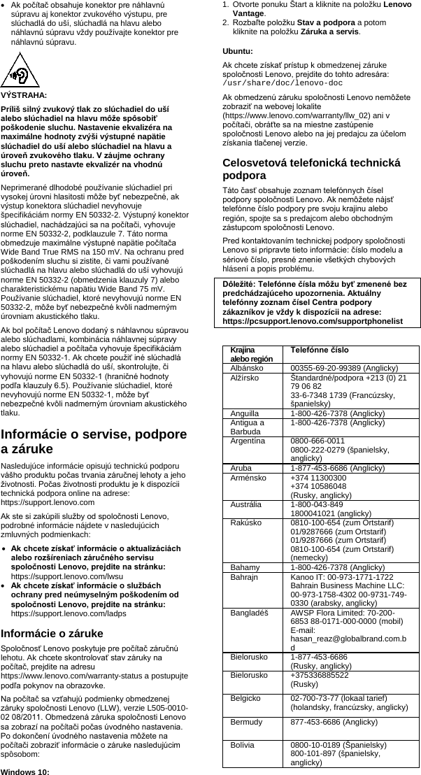 Page 3 of 8 - Lenovo  (Slovak) Safety And Warranty Guide - Think Station P330 Workstation (Think Station) Type 30C9 Swg Sk
