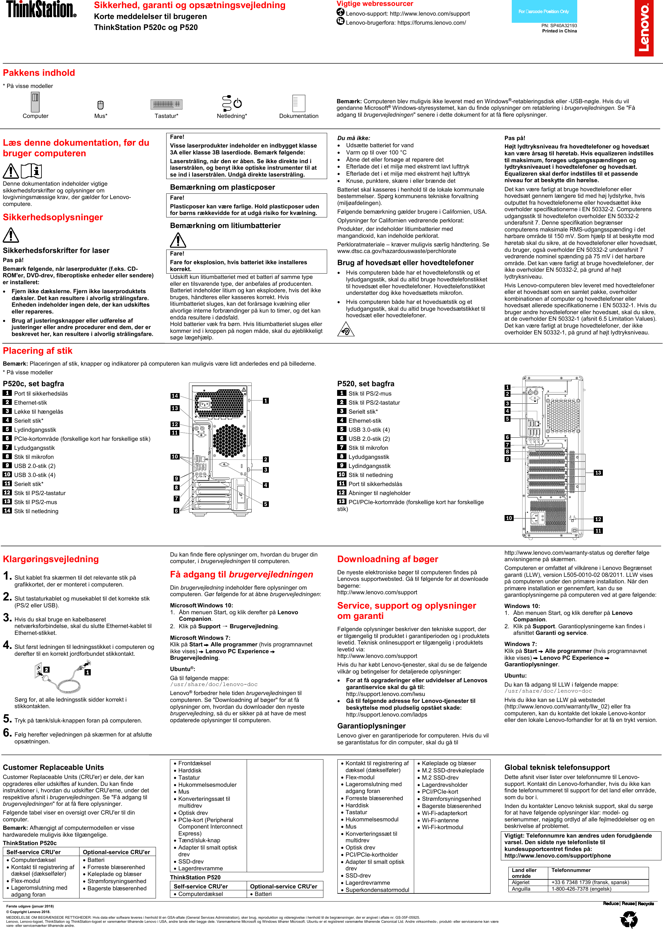 Lenovo Norwegian Safety Warranty And Setup Guide Think Station