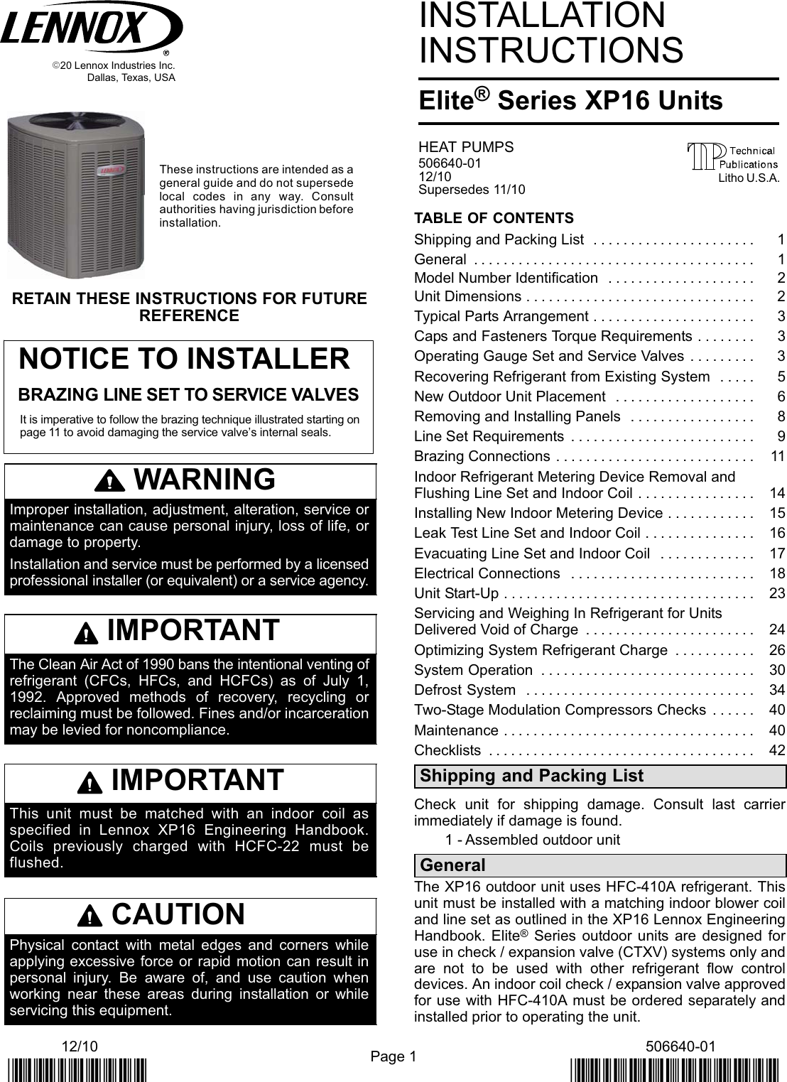 Lenox Air Conditioner Elite Series Xp16 Units Heat Pumps