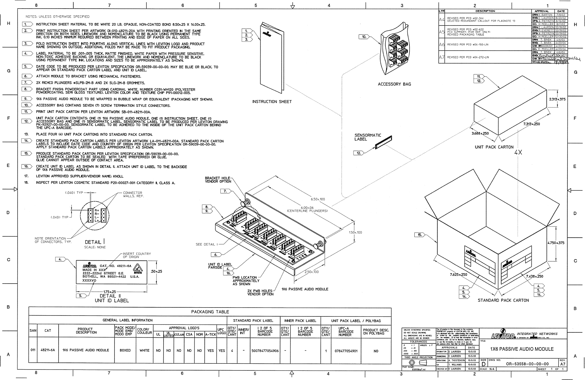 Leviton 1X6 Passive Audio Module Users Manual