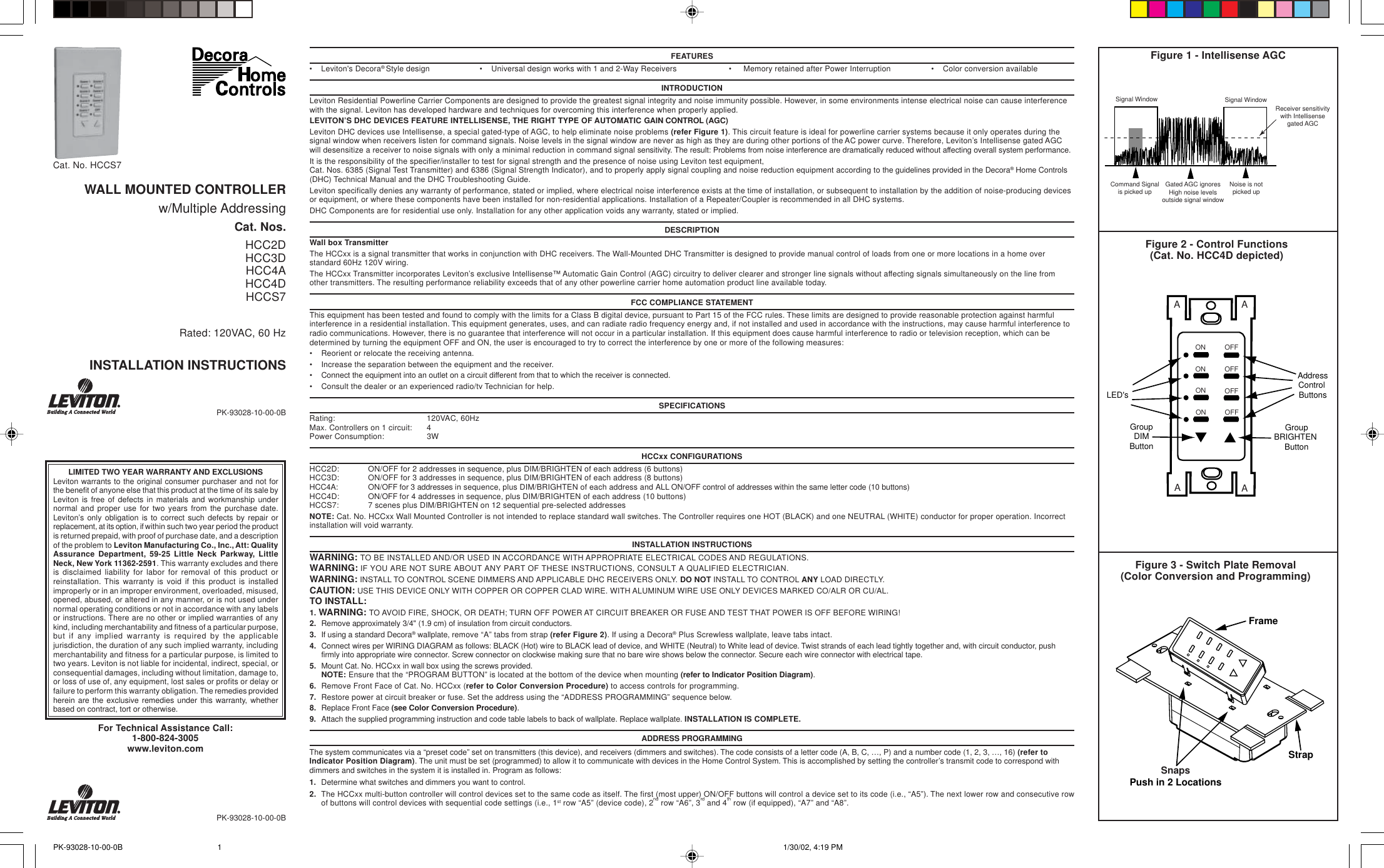 Page 1 of 2 - Leviton Leviton-Hcc2D-Users-Manual- PK-93028-10-00-0B  Leviton-hcc2d-users-manual