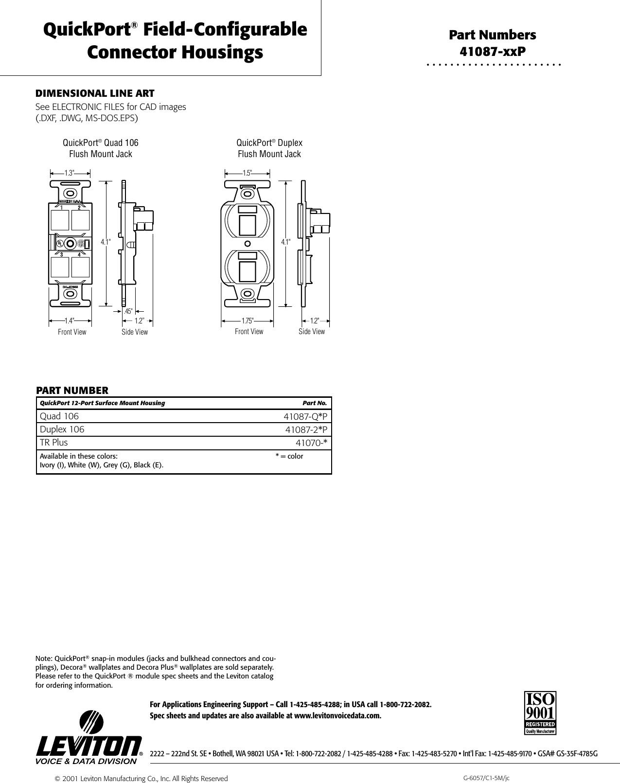 Leviton Quickport Duplex 106 Users Manual
