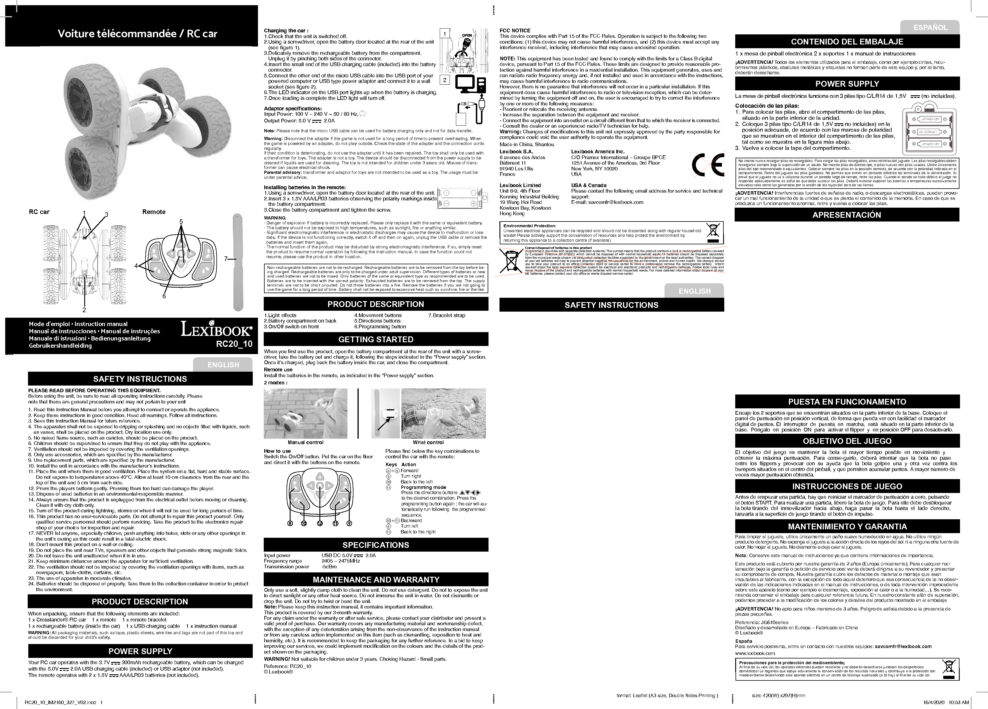 Lexibook America RC CROSSLANDER 360 User Manual