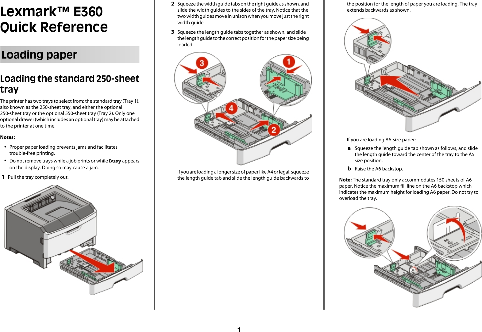 Page 1 of 8 - Lexmark Lexmark-Lexmark-E360-Quick-Reference-Guide E360 Quick Reference