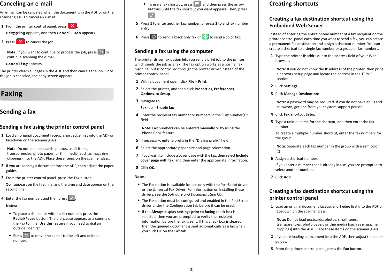 Page 2 of 4 - Lexmark Lexmark-Lexmark-X544-Quick-Reference-Guide Quick Reference