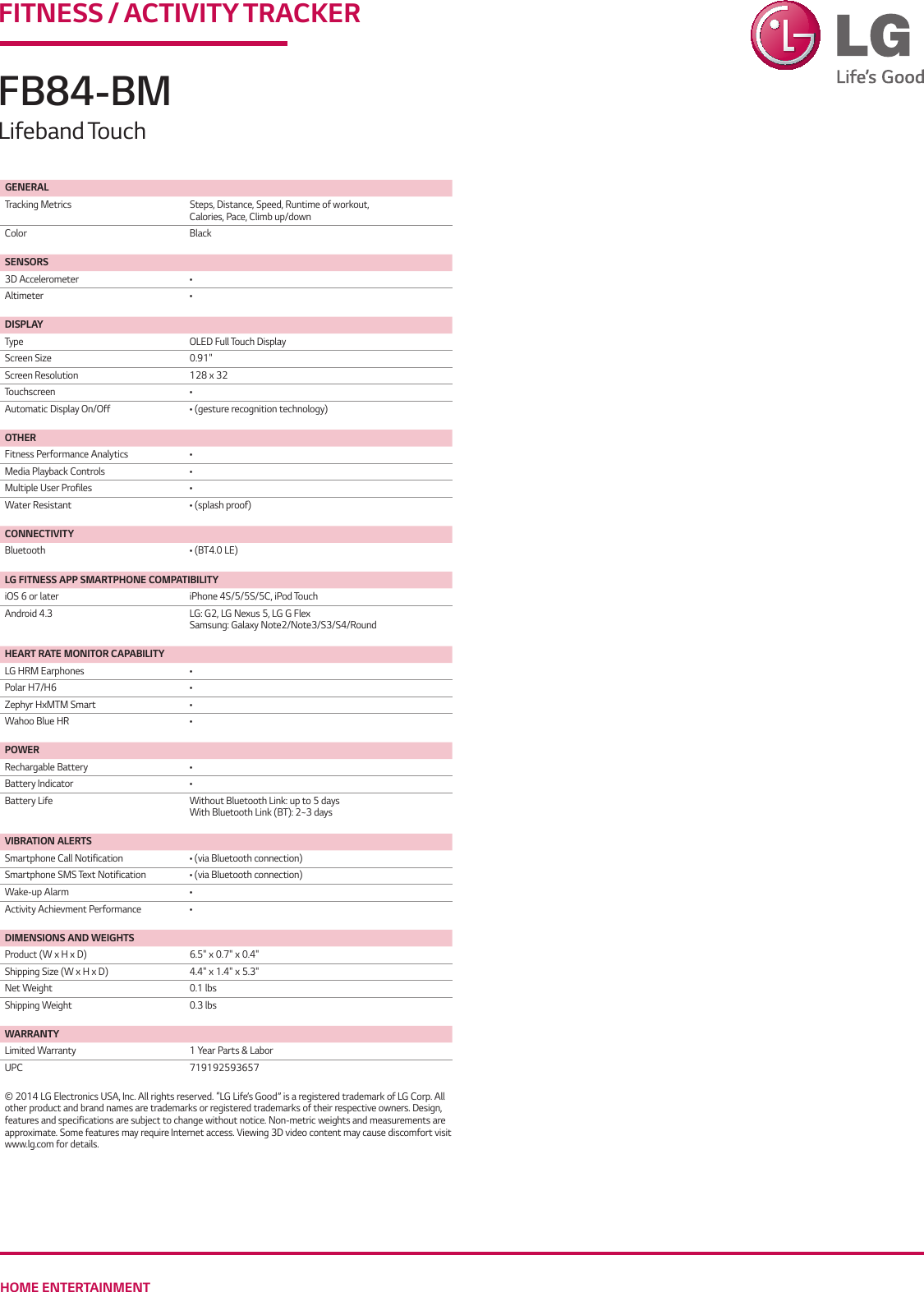 Page 2 of 2 - Lg Lg-Fb84-Bm-Specification-Sheet-  Lg-fb84-bm-specification-sheet
