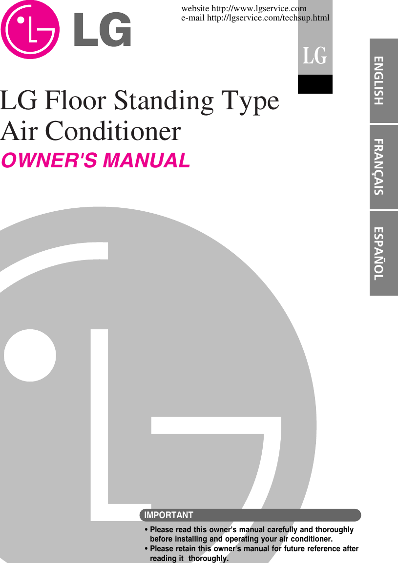 Lg Floor Standing Type Air Conditioner Users Manual