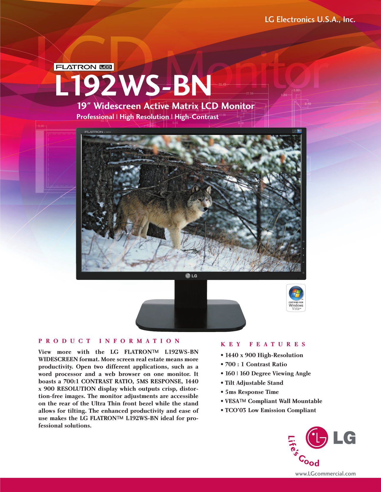 Page 1 of 2 - Lg Lg-L192Ws-Bn-Users-Manual-  Lg-l192ws-bn-users-manual