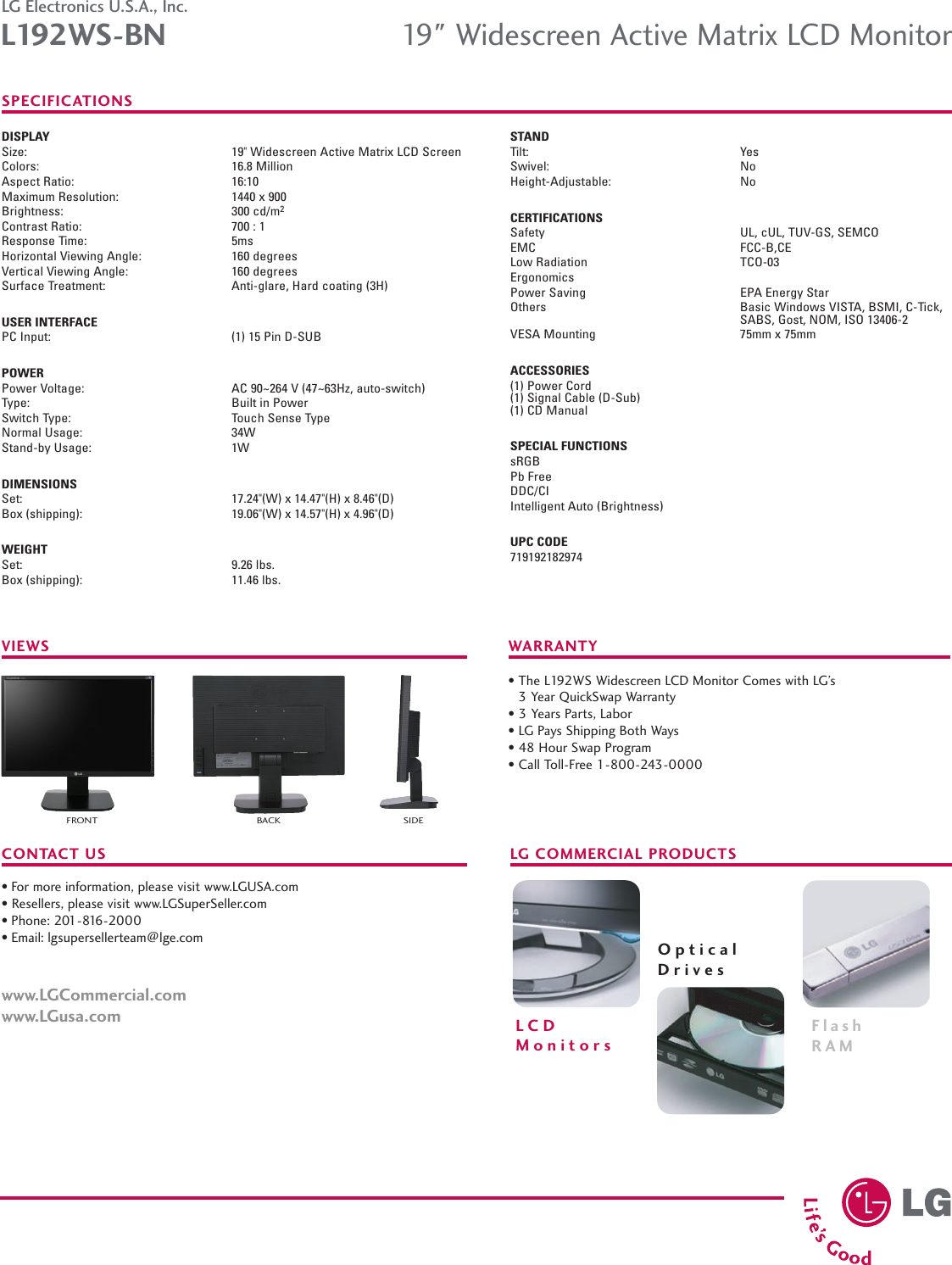Page 2 of 2 - Lg Lg-L192Ws-Bn-Users-Manual-  Lg-l192ws-bn-users-manual