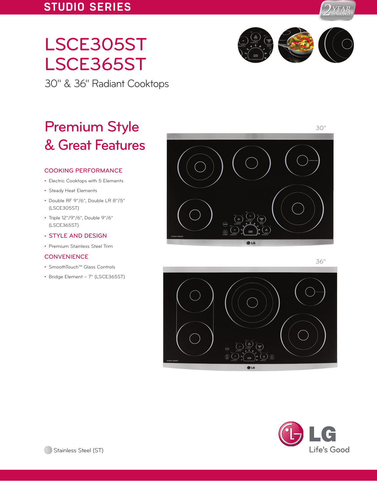 Page 1 of 2 - Lg Lg-Lsce365St-Specification-Sheet-  Lg-lsce365st-specification-sheet