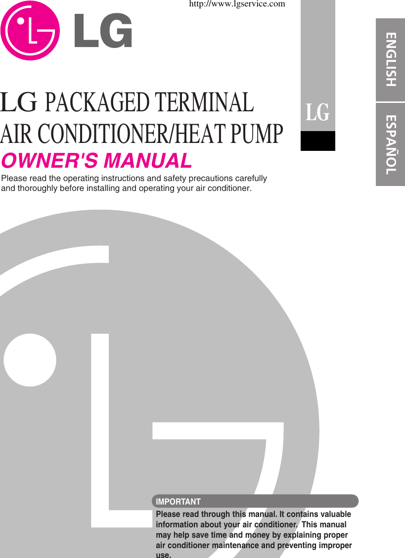Lg Packaged Terminal Air Conditioner Heat Pump Users Manual 1