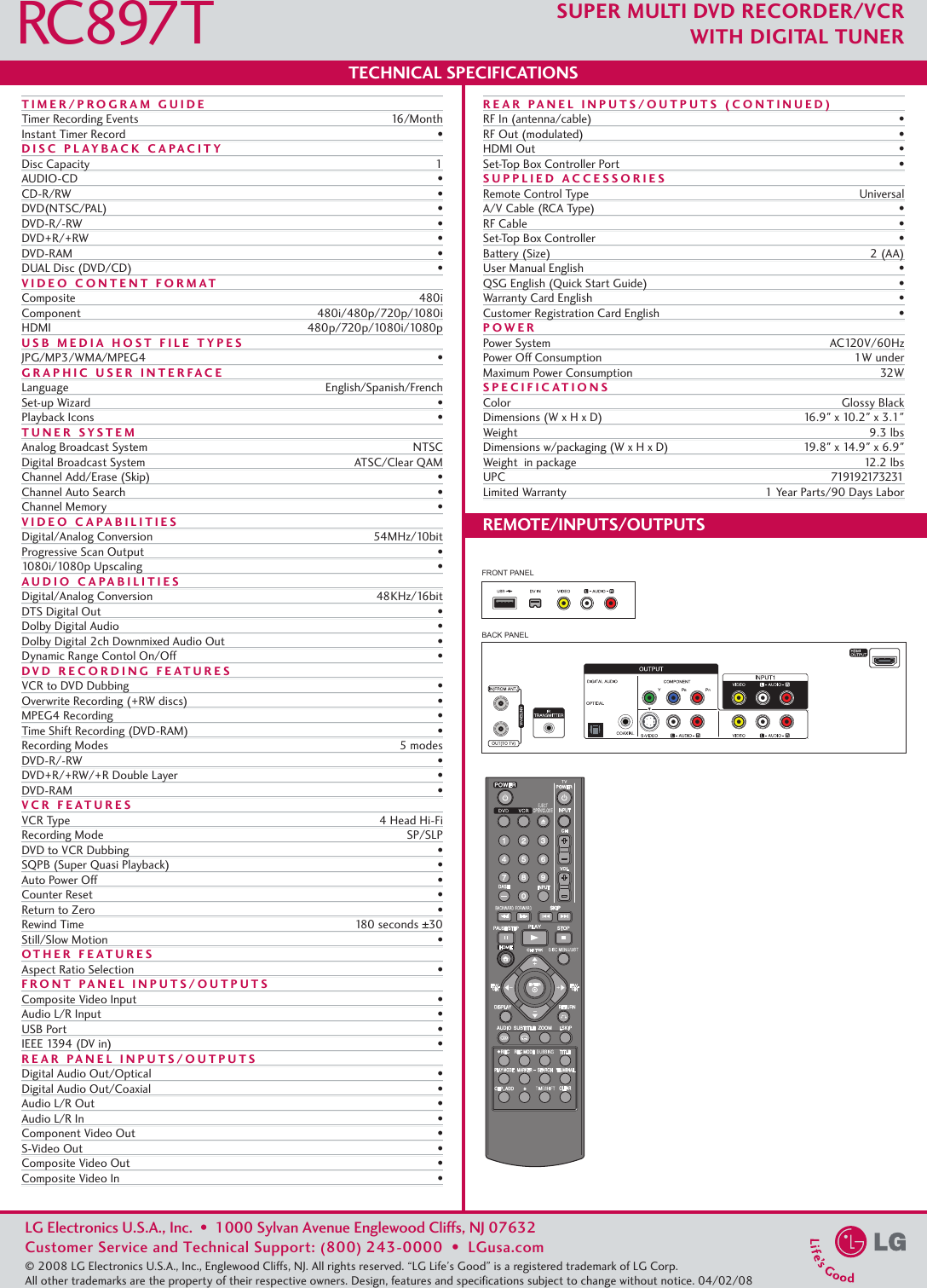 Page 2 of 2 - Lg Lg-Rc897T-Users-Manual-  Lg-rc897t-users-manual