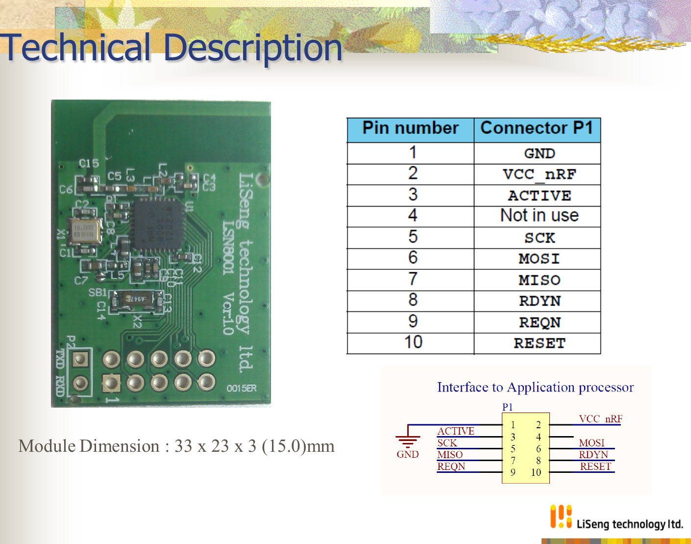 Technical Description  Module Dimension : 33 x 23 x 3 (15.0)mm 