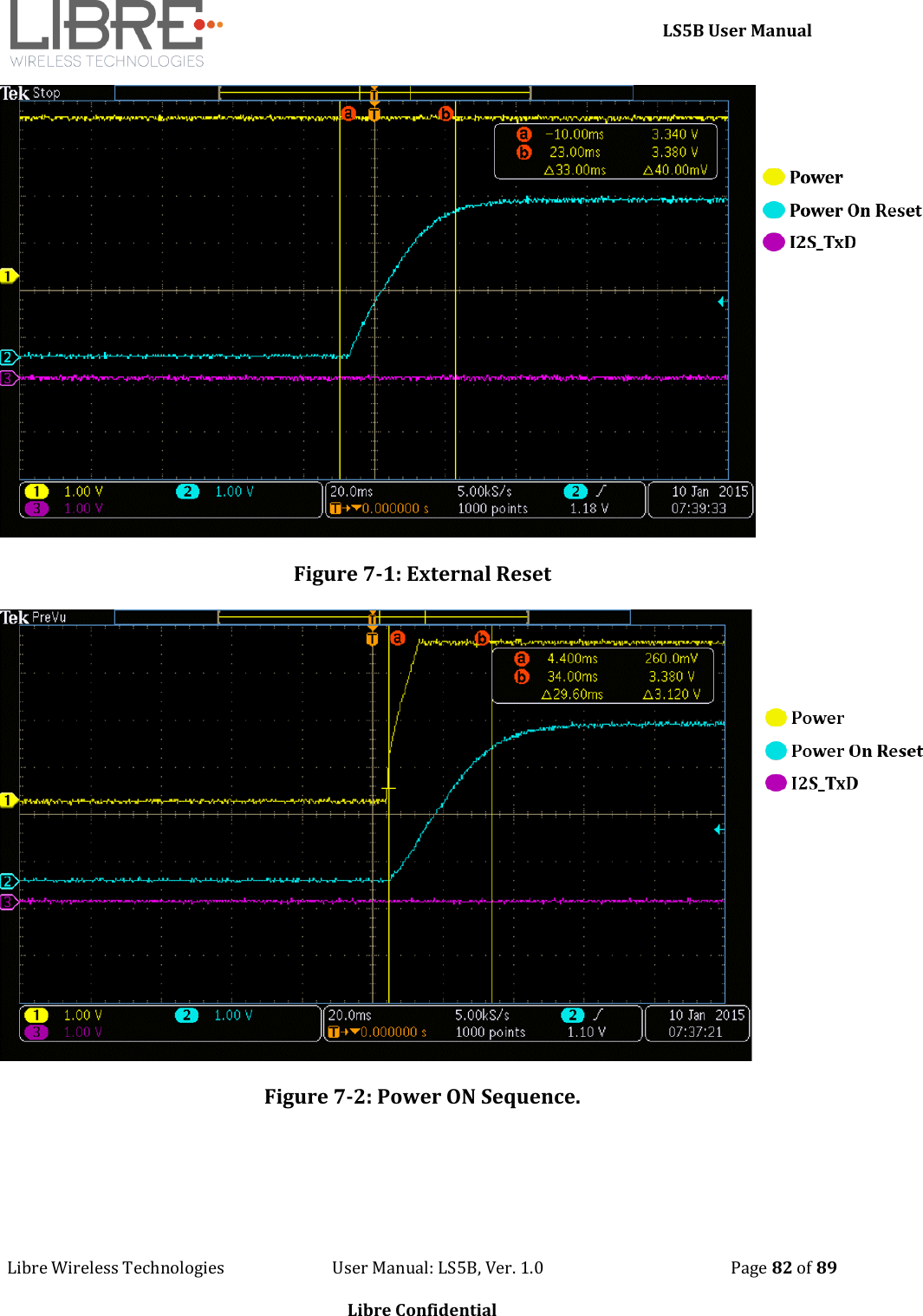     LS5B User Manual Libre Wireless Technologies                           User Manual: LS5B, Ver. 1.0                                               Page 82 of 89  Libre Confidential  Figure 7-1: External Reset  Figure 7-2: Power ON Sequence.  