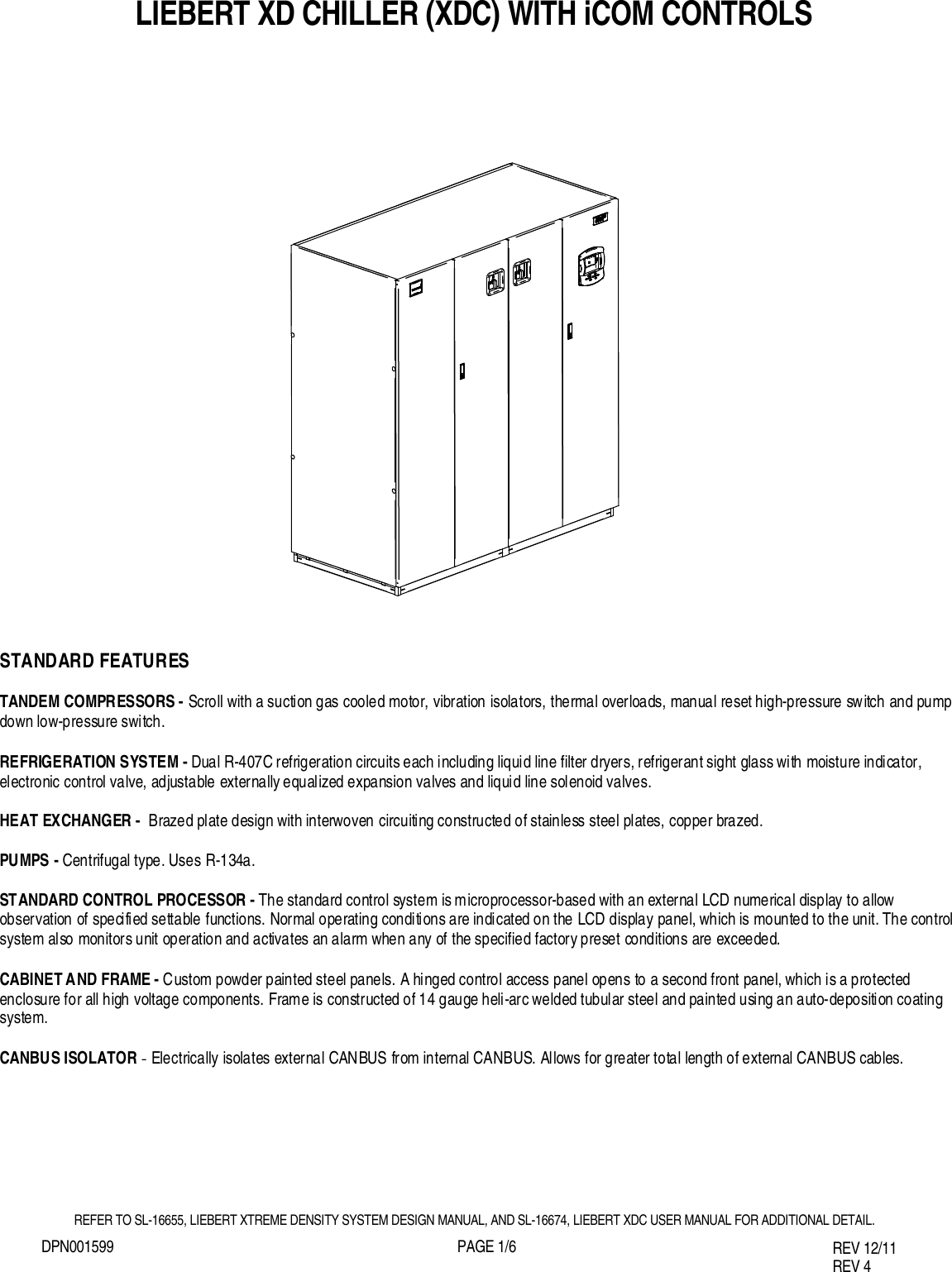 Page 1 of 6 - Liebert Liebert-Libert-Xd-Chiller-Xdc-With-Icom-Controls-Dpn001599-Rev-12-11-Users-Manual- SUBTL XDC160 ICOM UNIT  Liebert-libert-xd-chiller-xdc-with-icom-controls-dpn001599-rev-12-11-users-manual