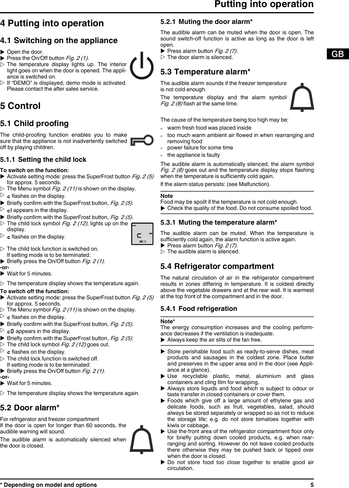 liebherr fridge warning symbols