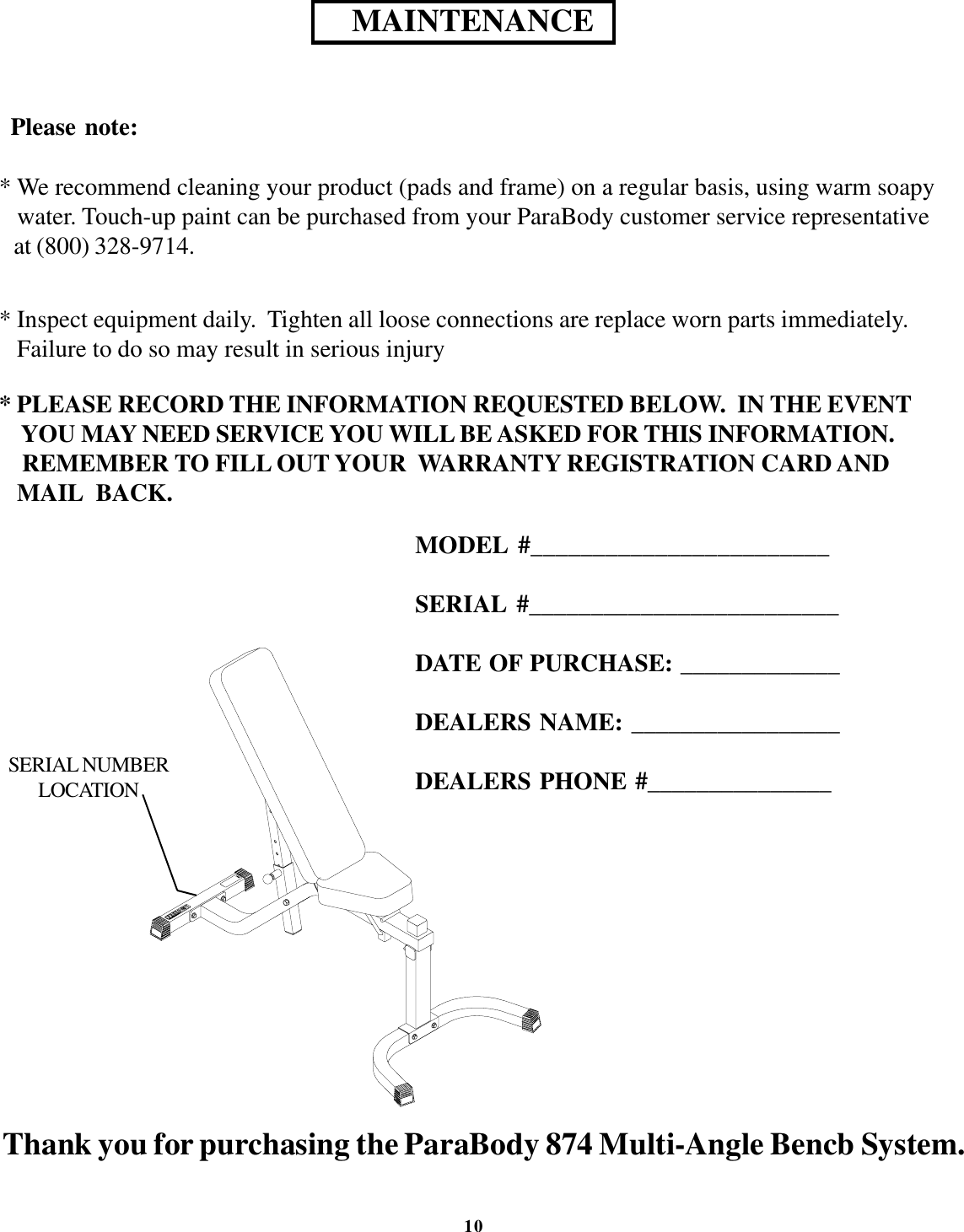 Page 10 of 12 - Life-Fitness Life-Fitness-874-Users-Manual- 874108 MULTI ANGLE BENCH(73490)  Life-fitness-874-users-manual