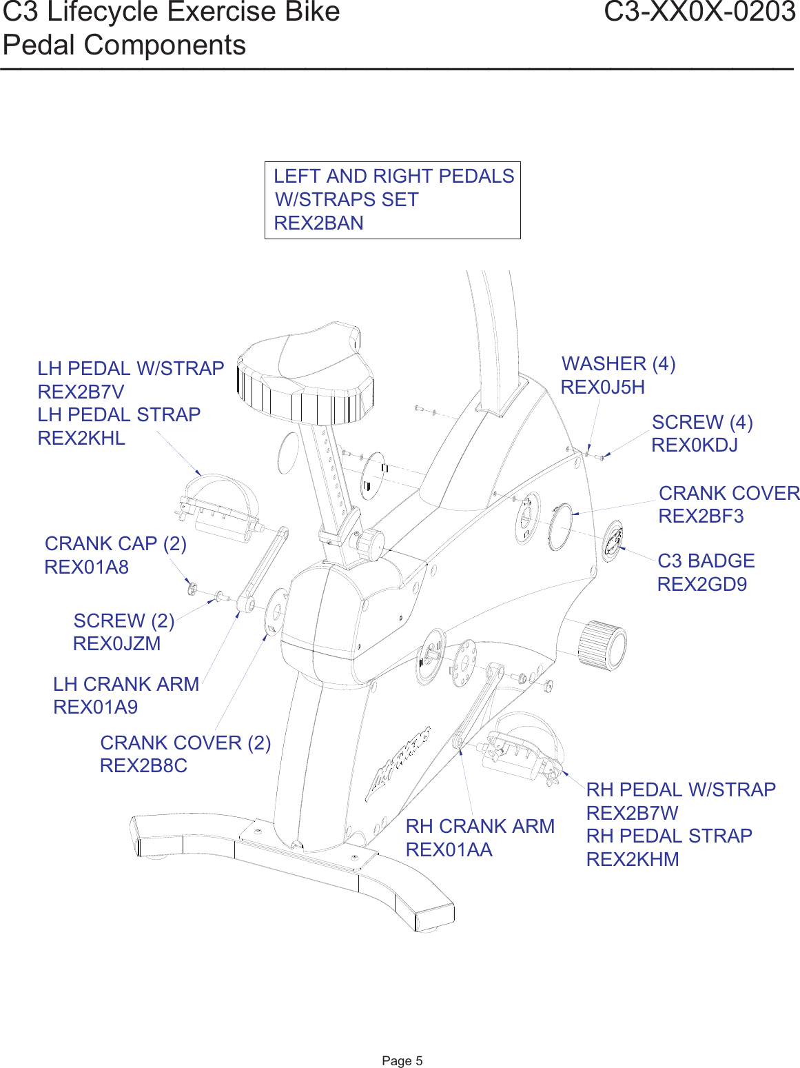 Page 5 of 11 - Life-Fitness Life-Fitness-C3-Lifecycle-Exercise-Bike-C3-Xxox-0203-Users-Manual- C3-0203 Parts List  Life-fitness-c3-lifecycle-exercise-bike-c3-xxox-0203-users-manual