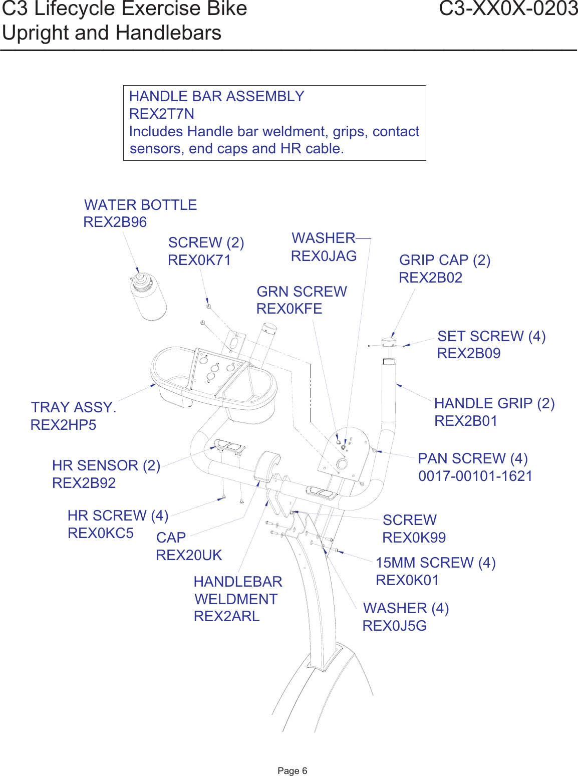Page 6 of 11 - Life-Fitness Life-Fitness-C3-Lifecycle-Exercise-Bike-C3-Xxox-0203-Users-Manual- C3-0203 Parts List  Life-fitness-c3-lifecycle-exercise-bike-c3-xxox-0203-users-manual
