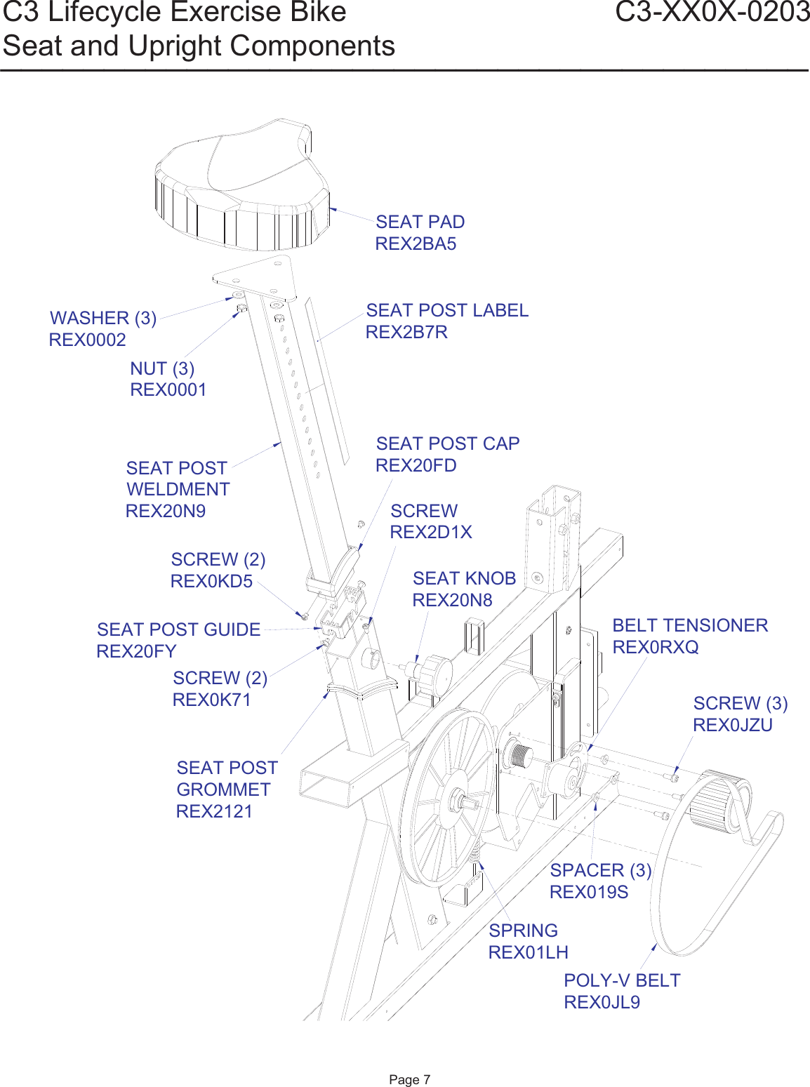 Page 7 of 11 - Life-Fitness Life-Fitness-C3-Lifecycle-Exercise-Bike-C3-Xxox-0203-Users-Manual- C3-0203 Parts List  Life-fitness-c3-lifecycle-exercise-bike-c3-xxox-0203-users-manual