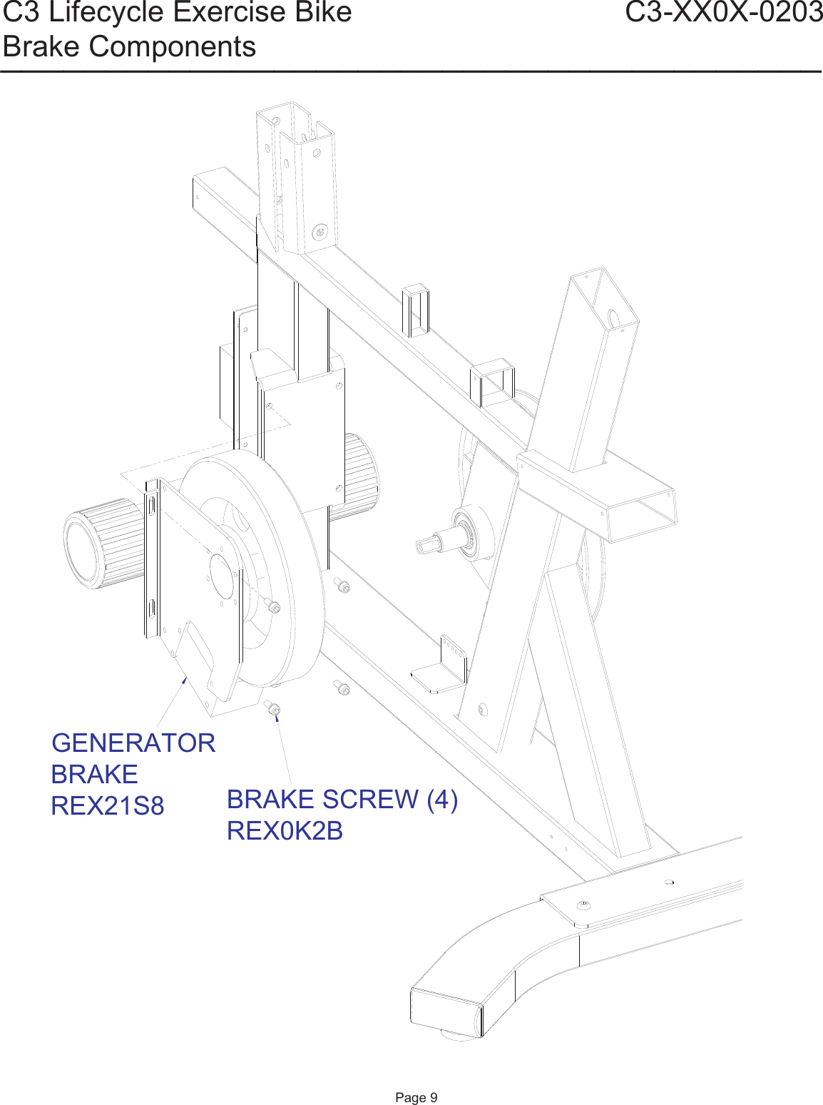 Page 9 of 11 - Life-Fitness Life-Fitness-C3-Lifecycle-Exercise-Bike-C3-Xxox-0203-Users-Manual- C3-0203 Parts List  Life-fitness-c3-lifecycle-exercise-bike-c3-xxox-0203-users-manual