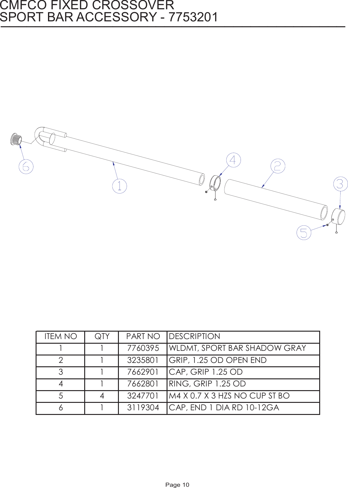 Page 10 of 11 - Life-Fitness Life-Fitness-Cable-Motion-Cmfco-Users-Manual- CMFCO Parts List  Life-fitness-cable-motion-cmfco-users-manual