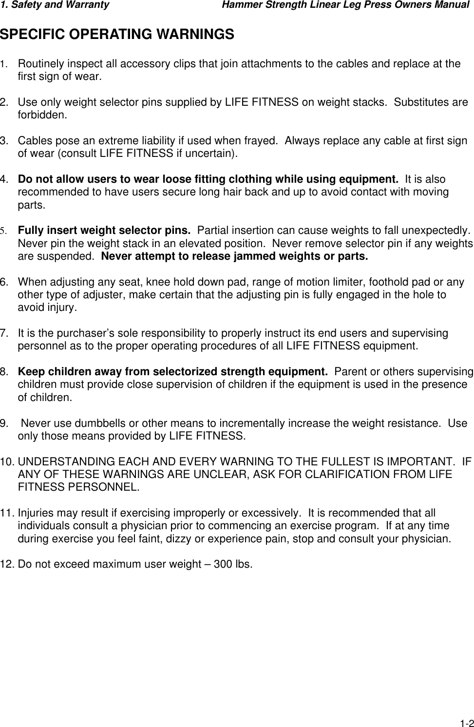 Page 3 of 11 - Life-Fitness Life-Fitness-Hammer-Strength-Linear-Leg-Press-Users-Manual- The Smith Machine Comes Disassembled In A Large Packing Crate  Life-fitness-hammer-strength-linear-leg-press-users-manual