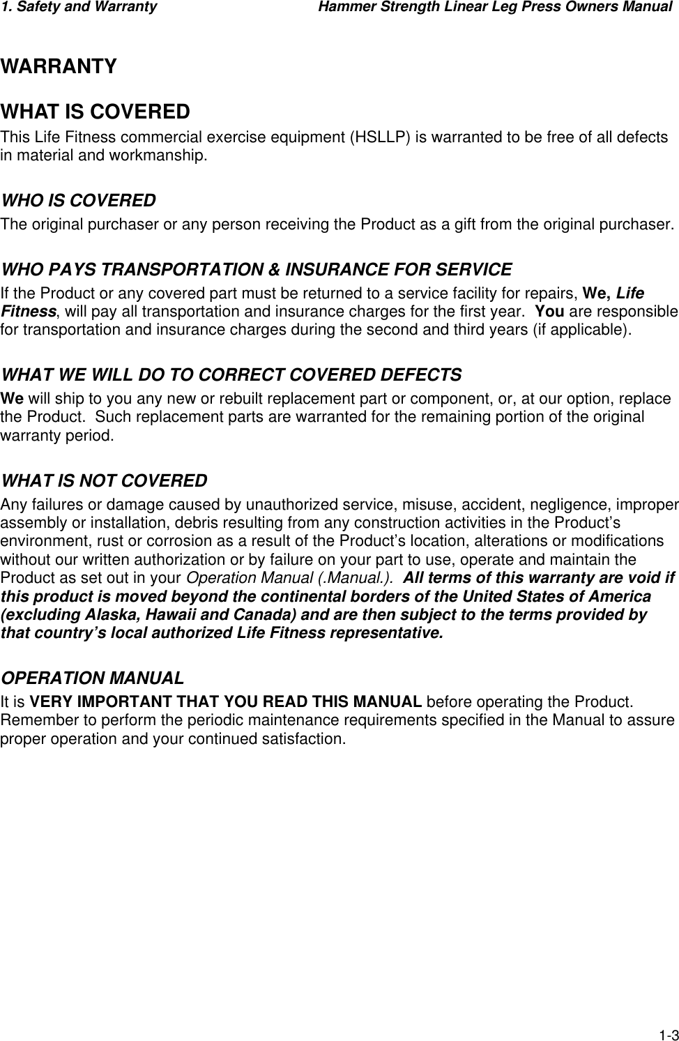 Page 4 of 11 - Life-Fitness Life-Fitness-Hammer-Strength-Linear-Leg-Press-Users-Manual- The Smith Machine Comes Disassembled In A Large Packing Crate  Life-fitness-hammer-strength-linear-leg-press-users-manual