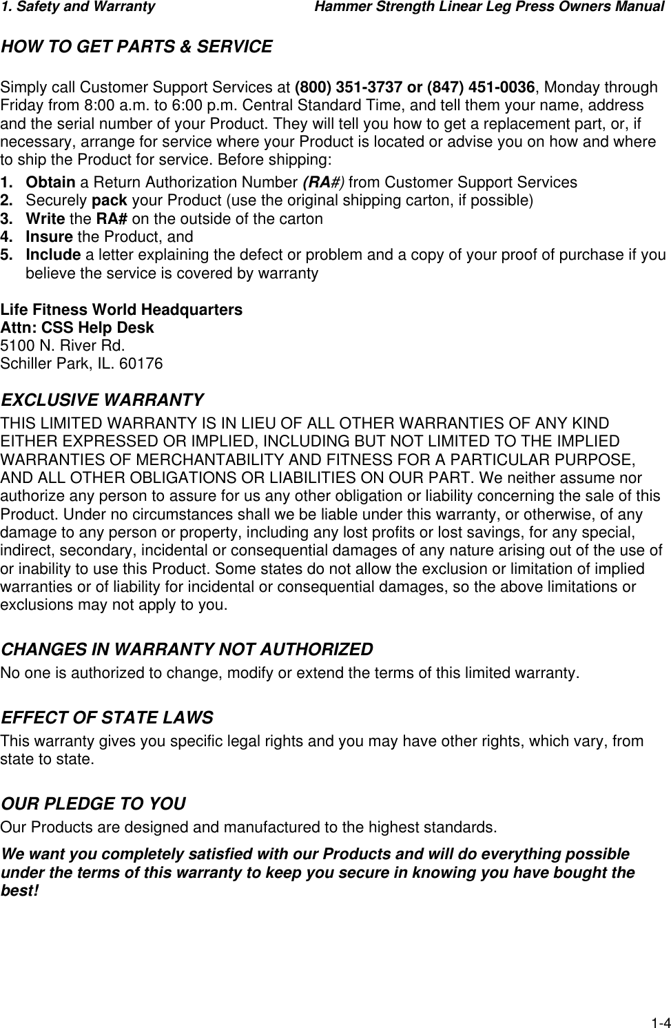 Page 5 of 11 - Life-Fitness Life-Fitness-Hammer-Strength-Linear-Leg-Press-Users-Manual- The Smith Machine Comes Disassembled In A Large Packing Crate  Life-fitness-hammer-strength-linear-leg-press-users-manual