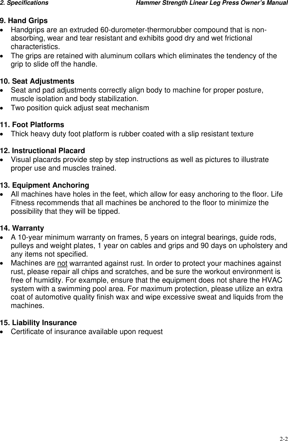 Page 8 of 11 - Life-Fitness Life-Fitness-Hammer-Strength-Linear-Leg-Press-Users-Manual- The Smith Machine Comes Disassembled In A Large Packing Crate  Life-fitness-hammer-strength-linear-leg-press-users-manual