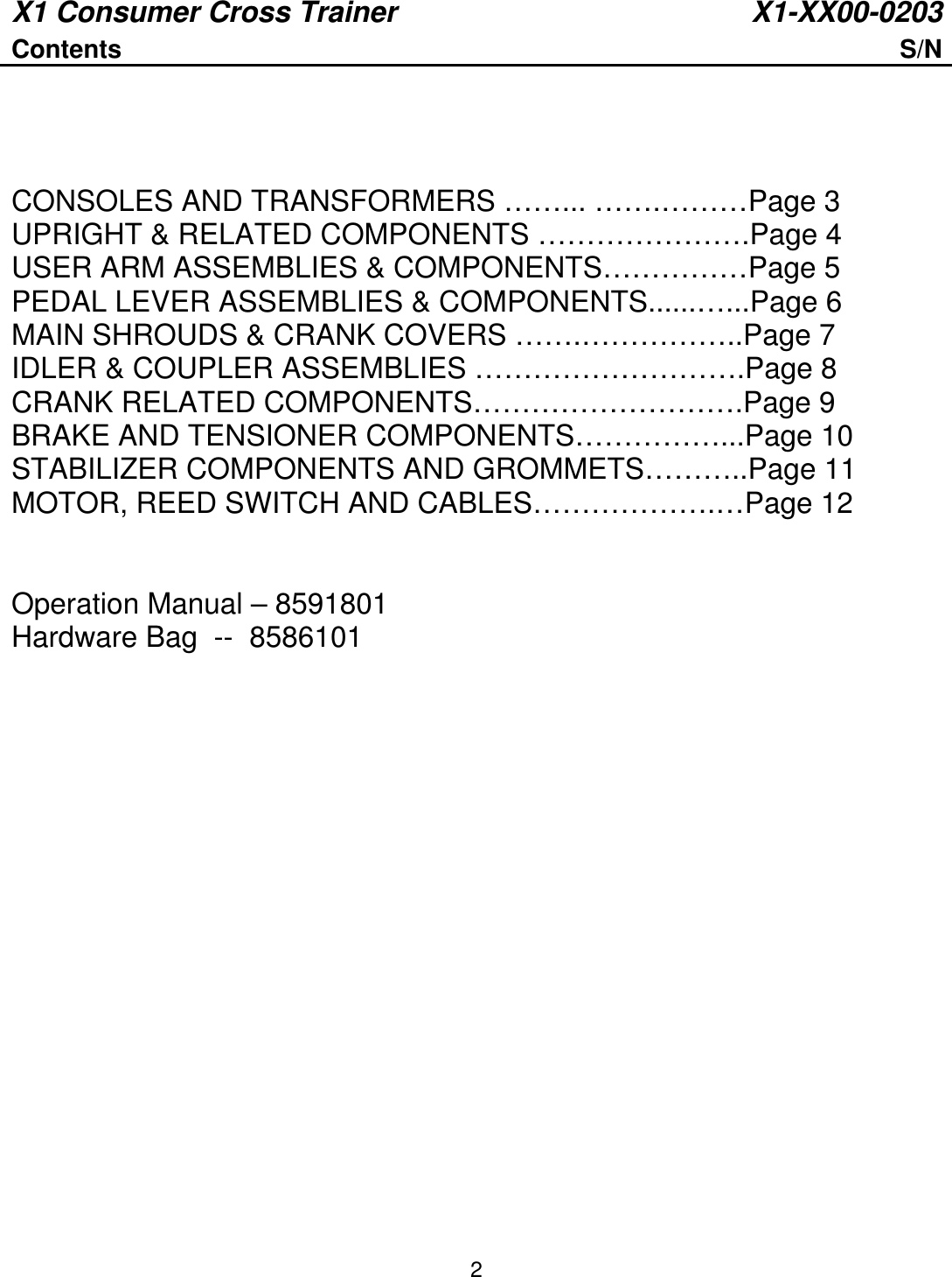 Page 2 of 12 - Life-Fitness Life-Fitness-Lifefitness-X1-Consumer-Cross-Trainer-X1-Xx00-0203-Users-Manual- CT9500 Cross-Trainer  CT95-0100-17 Life-fitness-lifefitness-x1-consumer-cross-trainer-x1-xx00-0203-users-manual