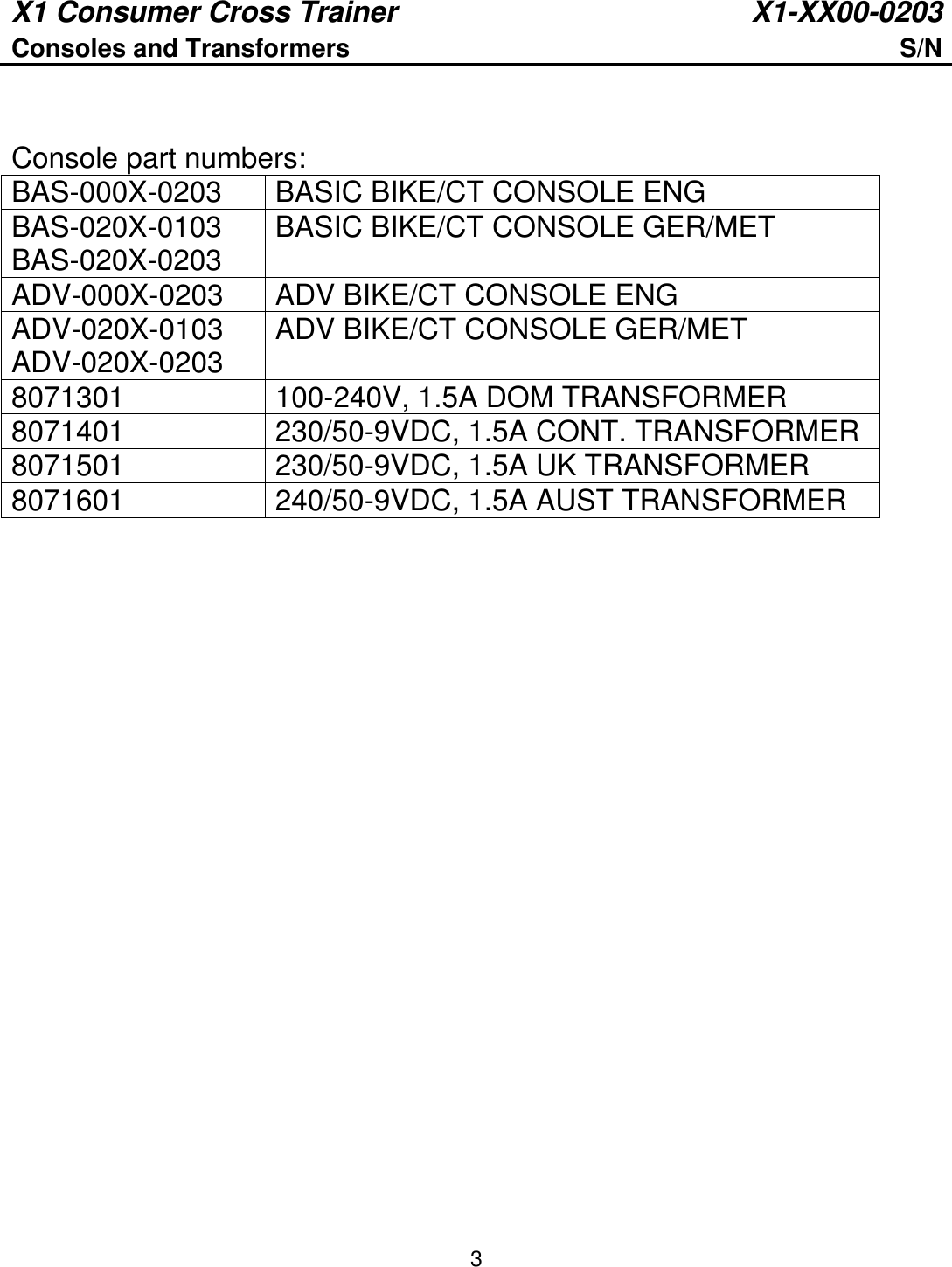 Page 3 of 12 - Life-Fitness Life-Fitness-Lifefitness-X1-Consumer-Cross-Trainer-X1-Xx00-0203-Users-Manual- CT9500 Cross-Trainer  CT95-0100-17 Life-fitness-lifefitness-x1-consumer-cross-trainer-x1-xx00-0203-users-manual